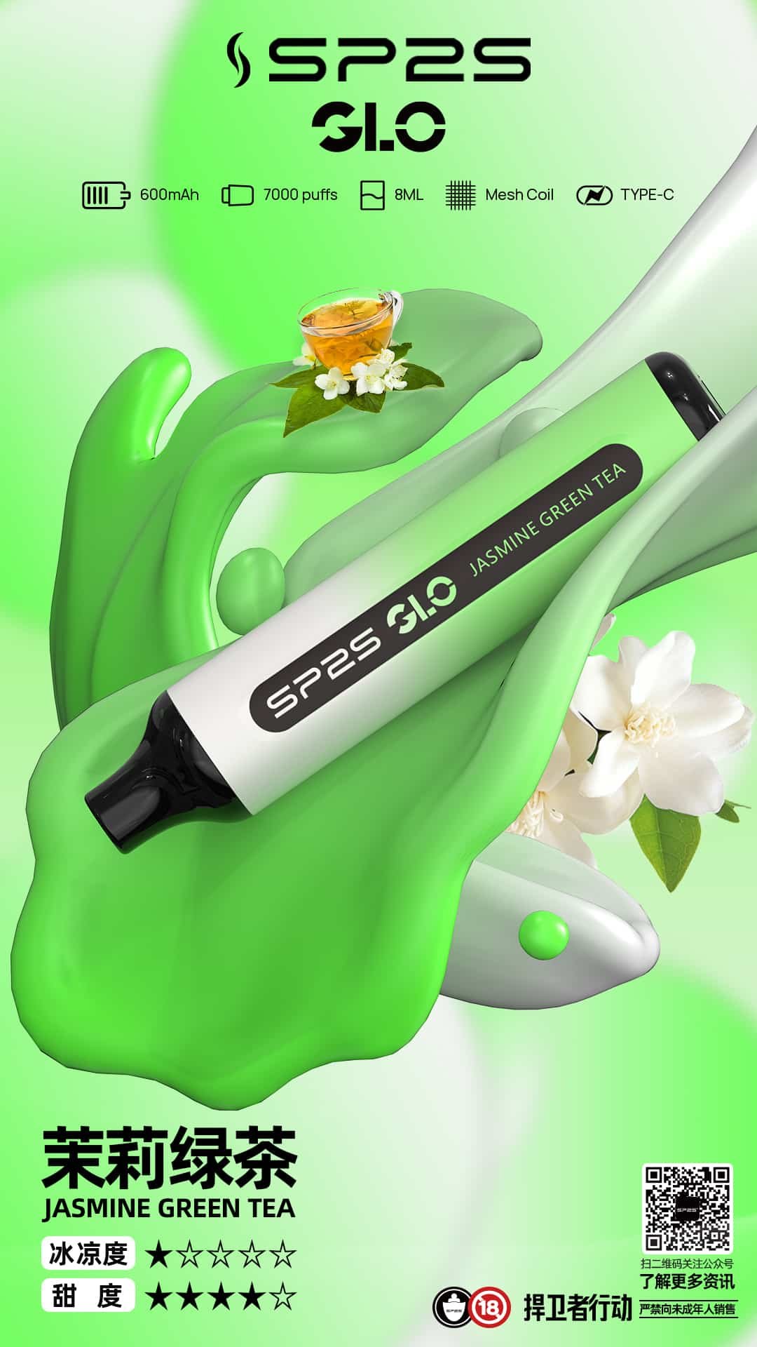 SP2S GLO 7000口霧化器|【買五隻送一隻,口味隨機】:圖片 9